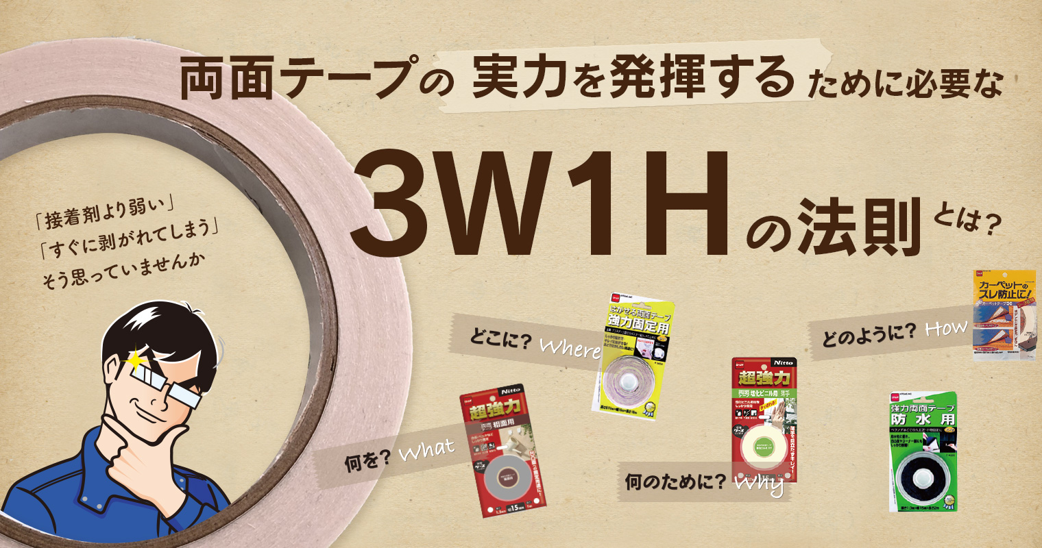 両面テープの実力を発揮するために必要な「3Ｗ1Ｈの法則」とは？