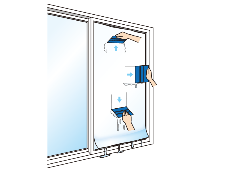 ヘラで水分と空気を押しだし、しっかり貼り付ける