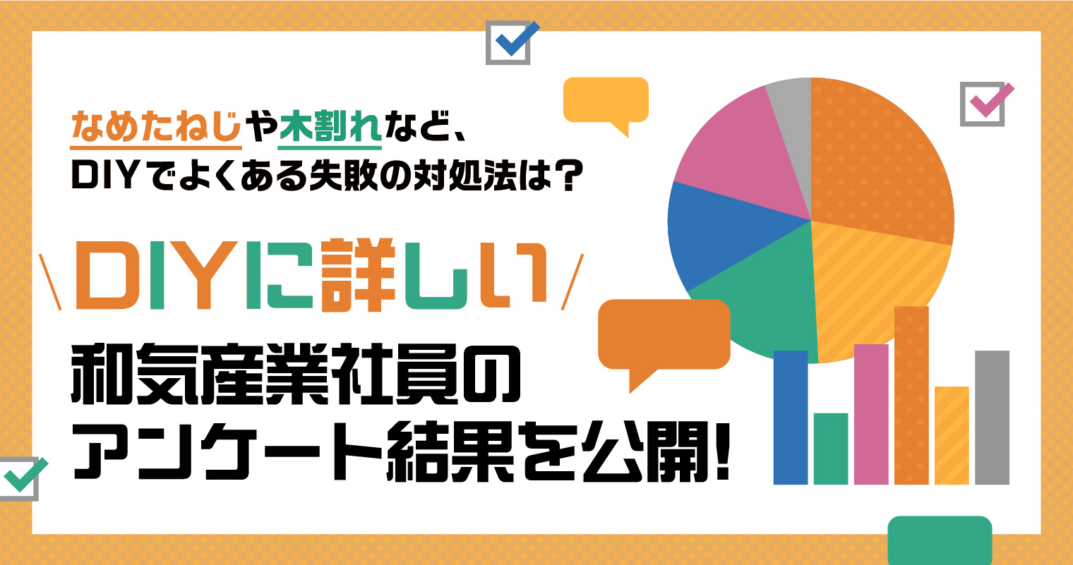 なめたねじや木割れなど、DIYでよくある失敗の対処法は？DIYに詳しい和気産業社員のアンケート結果を公開！