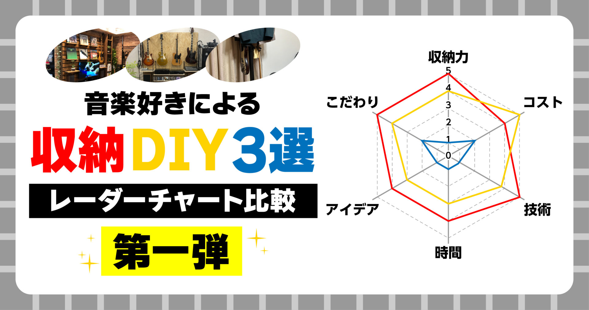 音楽好きによる収納DIY3選【レーダーチャート比較第1弾】
