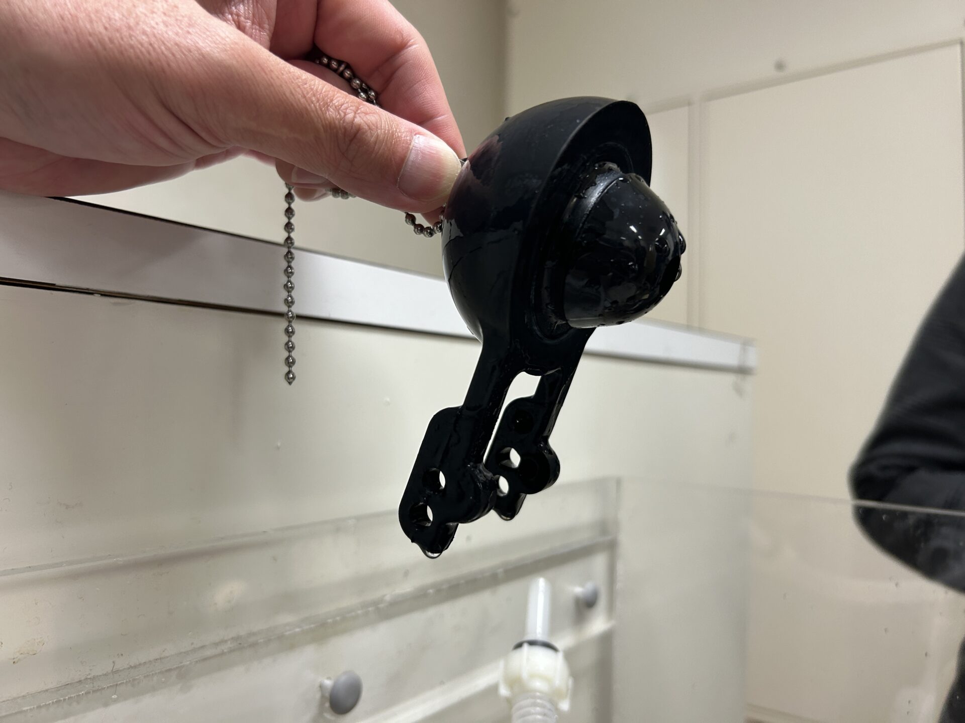 ボールタップを外して持ちあげた様子
