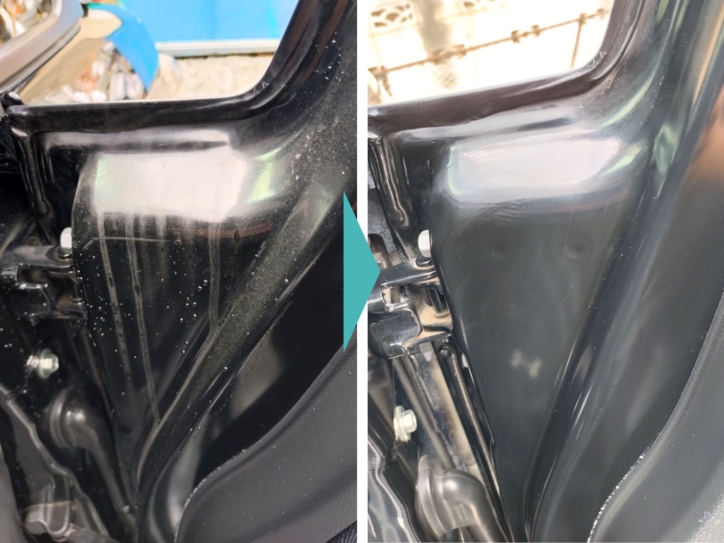 車ドアヒンジまわりのビフォーアフター