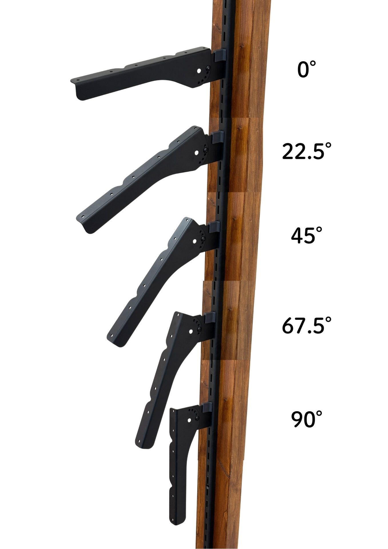 フリー棚受を0・22.5・45・67.5・90度にした様子